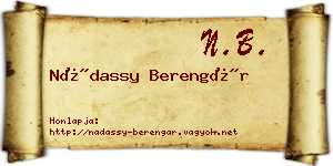 Nádassy Berengár névjegykártya